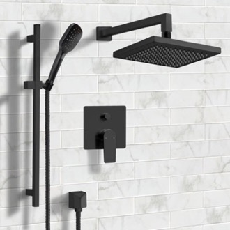 Shower Faucet Matte Black Rain Shower System with Handheld, Rain Shower Head, Shower Faucet Set Remer SFR54